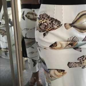 Dolce and Gabbana fish print pencil skirt